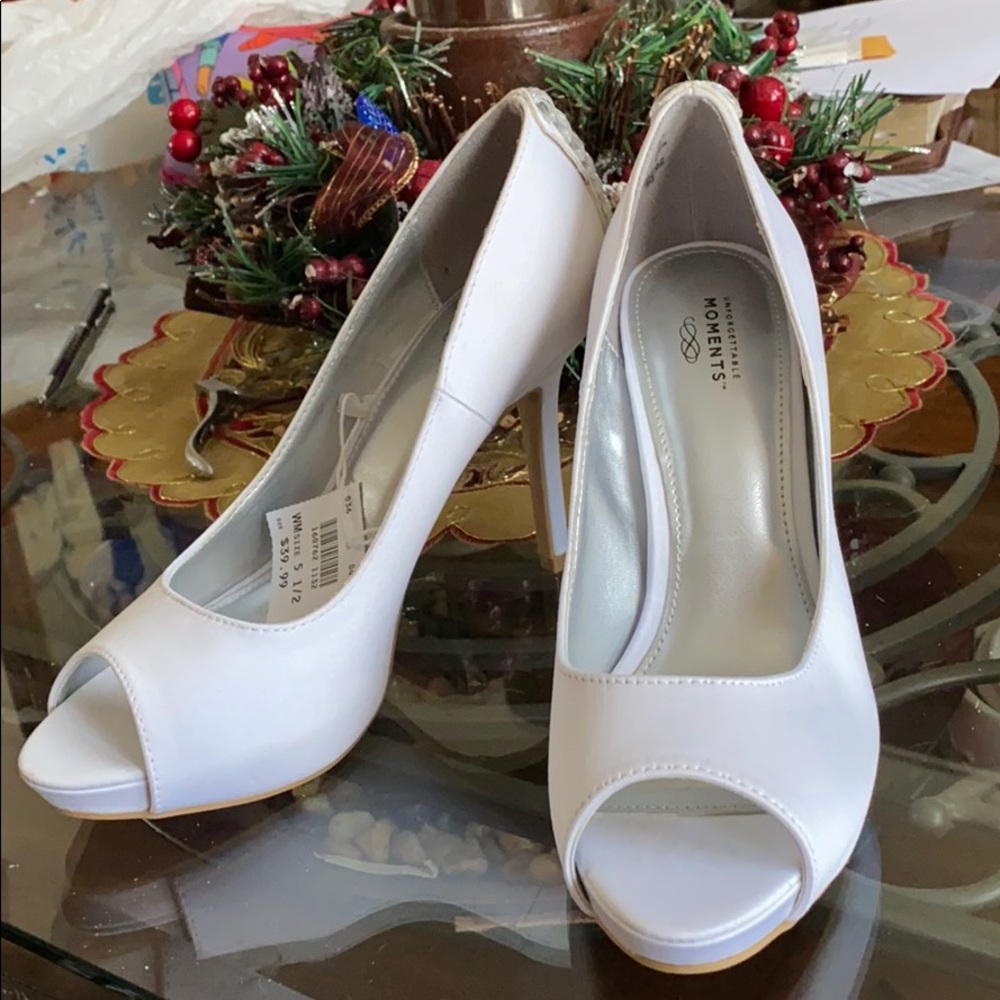 white open toe heel